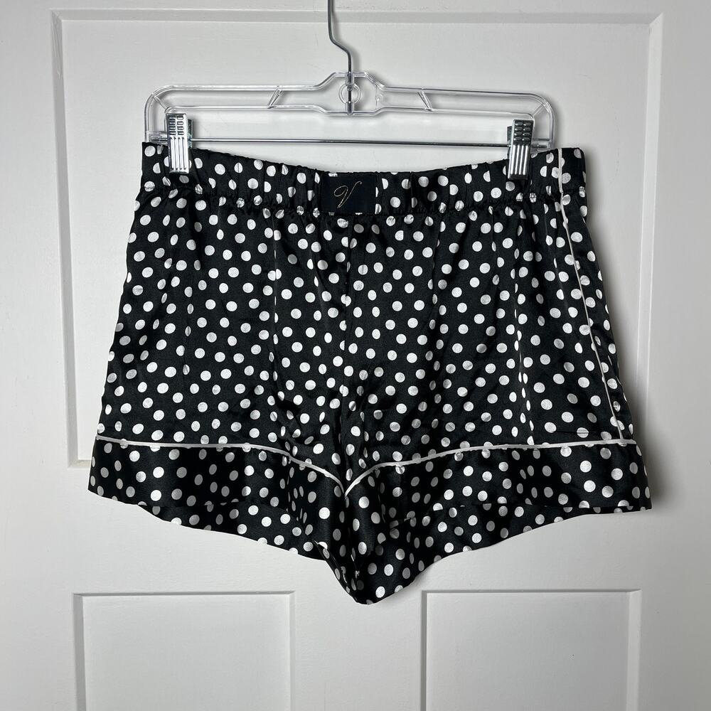 Victoria's Secret Satin Polka Dot Shorts Black White Women's M